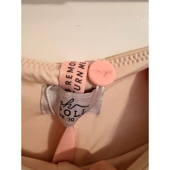 Oh Polly Trousers Women High Waisted Cut Out Flare 6 Sand Rhinestone 4684-T NWT - Picture 5 of 11